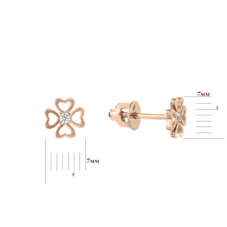 Сережки у червоному золоті зі вставкою Цирконій 28200911.316.213761