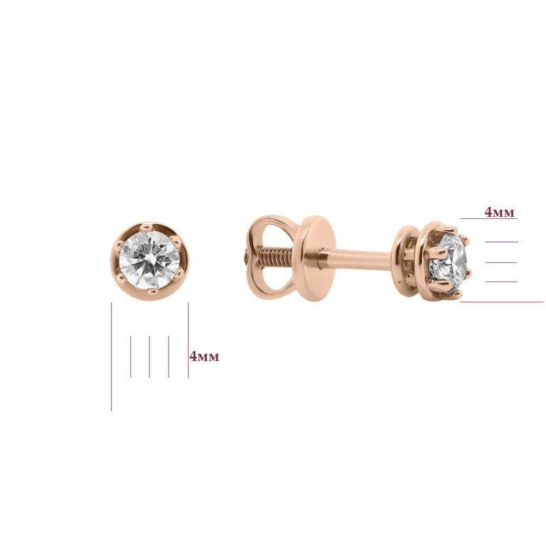 Сережки у червоному золоті зі вставкою Діамант 21500911.313.S7457G