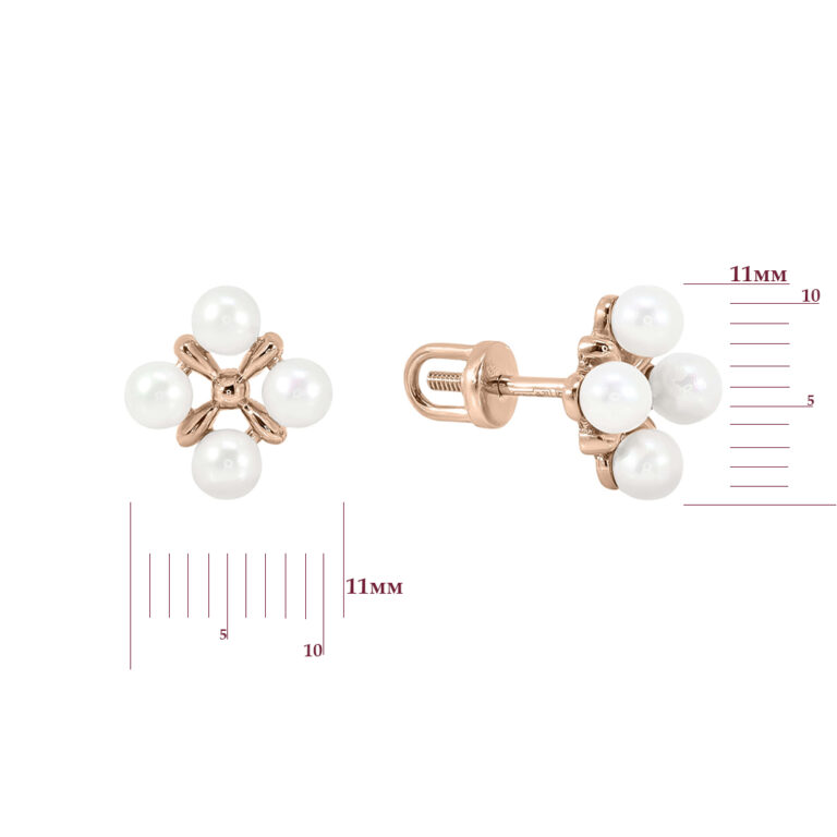 Сережки у червоному золоті зі вставкою Перлини 24800911.173.2190417101