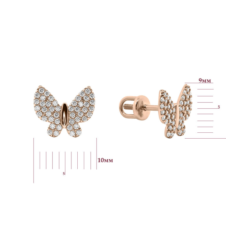 Сережки у червоному золоті зі вставкою Цирконій 28200911.173.2104137101