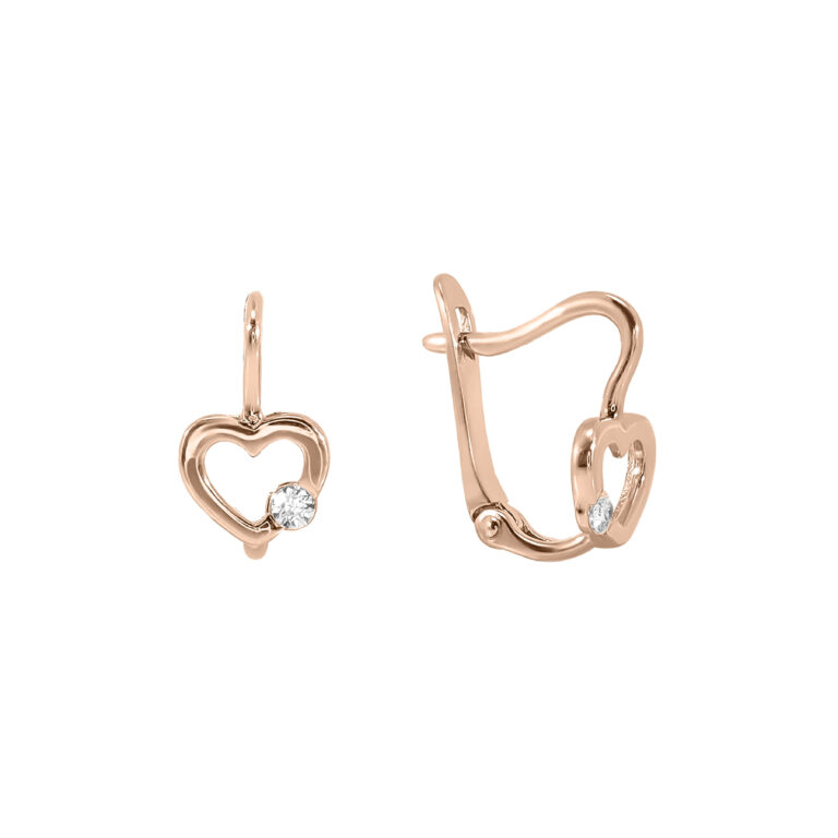 Сережки у червоному золоті зі вставкою Цикроній 28200911.173.2105346101