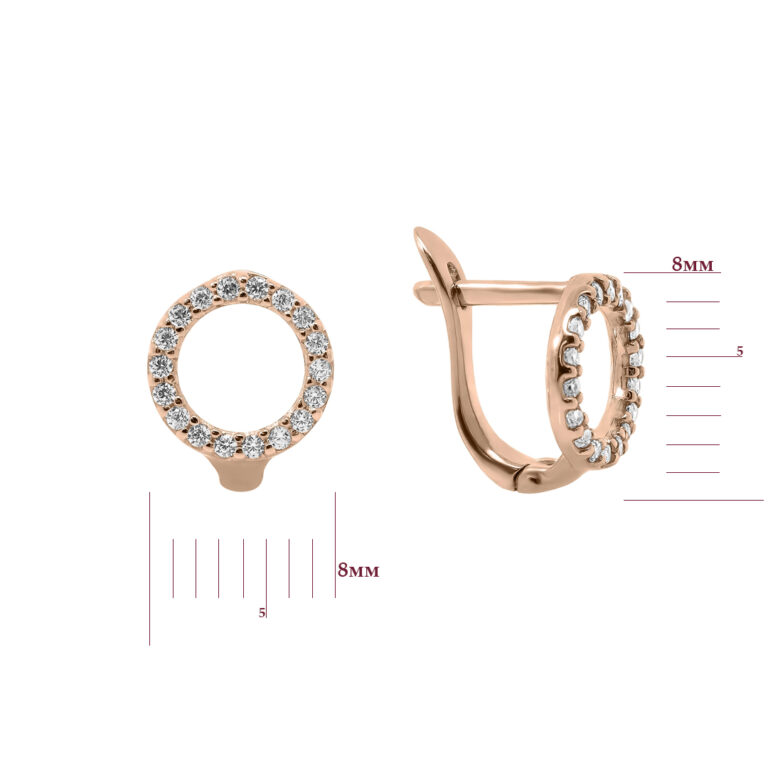 Сережки у червоному золоті зі вставкою Цирконій 28200911.173.2107931101