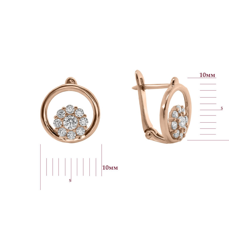 Сережки у червоному золоті зі вставкою Цирконій 28200911.173.2109224101