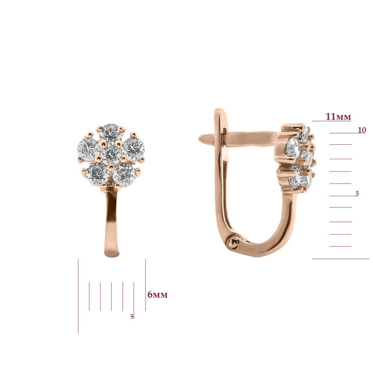 Сережки у червоному золоті зі вставкою Цирконій 28200911.316.217731