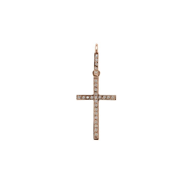 Хрестик у червоному золоті з фіанітами 38210911.274.2-0116.0.0